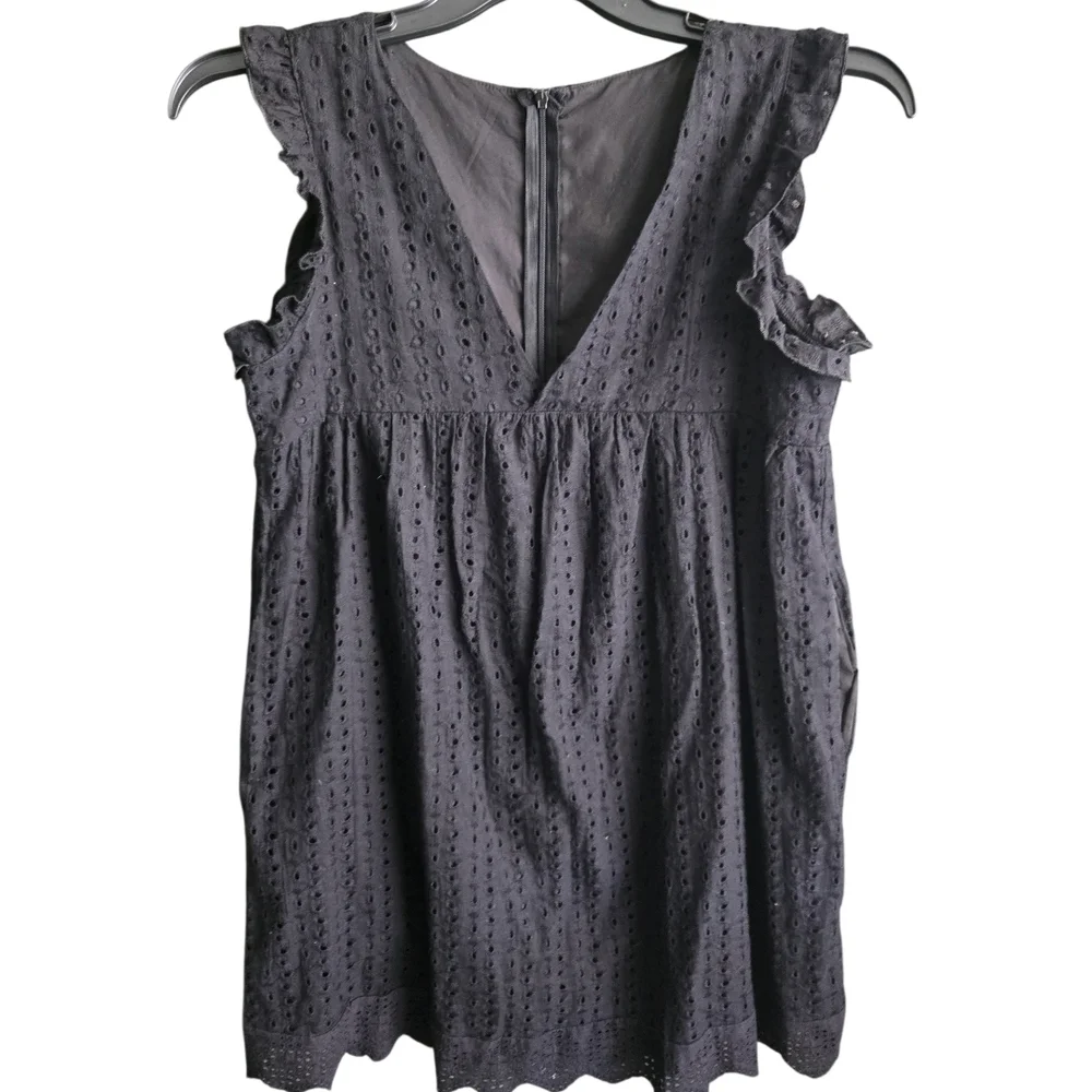 Impeccable Pig Black Eyelet Romper Mini Short Boho - Picture 3 of 10